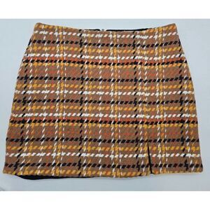 Skies Are Blue Womens Houndstooth Patterned Wool Blend Mini Skirt L academia